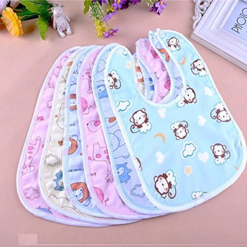 BabyGo Waterproof Baby Bibs | Spill-Resistant Apron Feeding Bibs for 6–12 Months, Soft & Absorbent Fast-Dry Cotton, Durable, Lightweight, Washable & Reusable Meal Time Bibs | Set of 6 (Multicolor)