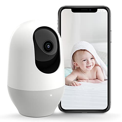 Nooie Baby Monitor, WiFi Pet Camera Indoor, 360-degree Wireless IP Nanny Camera, 1080P Home Security Camera, Motion Tracking, IR Night Vision, Compatible with Alexa, Two-Way Audio