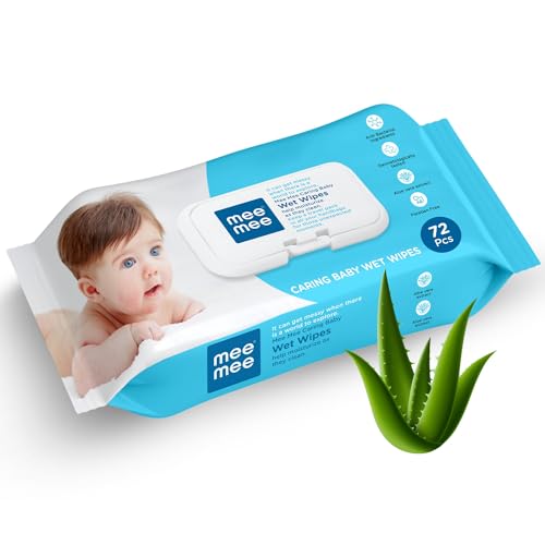 Mee Mee Multipurpose Baby Wipes - Aloe-Infused Hygiene, Mess-Free Mealtimes, Dermatologically Tested, Alcohol-Free, and Resealable Packaging for Baby's Delicate Skin With LId (72 PCS)