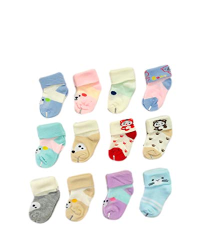 Freshfoot Baby's Cute And Colourful Organic Cotton New Born Baby Socks For 0-6 Months, Ankle Length, Multicolor