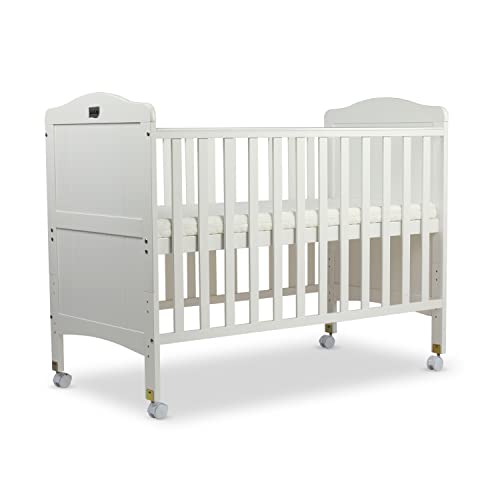 LuvLap Cot C-65 Wooden Baby Cot for Kids with Mattress, 3 Level height adjustment, Convertibleinto low toddler bed, Made of New Zealand Pine Wood, Suitable for Newborn babies (White) (19077)
