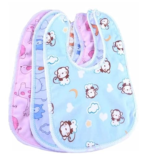 Wavva® Cotton Baby Bibs with Titch Button|Soft Cotton Washable for Babies Feeding Infants and Toddlers| 0-2 Years | Waterproof, Spill Resistant Bibs | Useful Gift (pack of 3) (Multicolor)