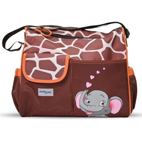 Bumtum Baby Diaper Bag For Mothers | Spacious Waterproof Backpack With Multiple Pockets To Easily Organise Baby Essentials, Various Sized Pockets (Elphie Orange)