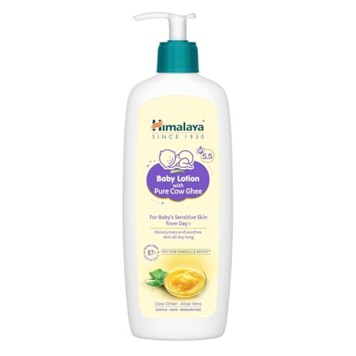 Himalaya Baby Lotion with Pure Cow Ghee 400ml | ph 5.5 | Aloe vera | Safe for newborns | For baby's sensitive skin safe from day 1| No Parabens | No Phthalates | No Mineral Oil | No Synthetic color | Pediatrician evaluated
