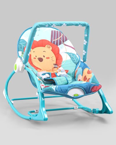 Play Nation Premium Newborn To Toddler Portable Baby Rocker Cum Bouncer With Mosquito Net, Adjustable Backrest Recline Rocker|3 Point Safety Harness|Baby Rocker For 0 To 2 Years(Blue)