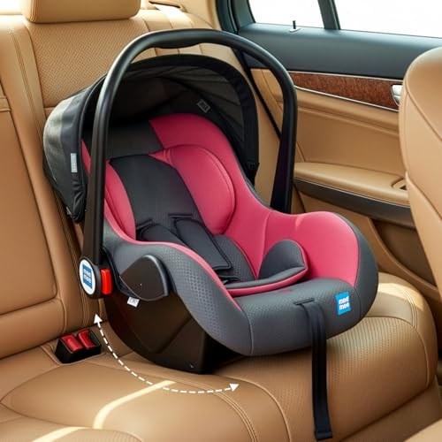 Mee Mee Little Explorer 4-in-1 Baby Car Seat & Carry Cot with Canopy | Convertible Car Seat, Rocking Rocker & Feeding Seat | Model Name: Little Explorer | 0–15 Months | Weight Capacity Up to 13 kg (Red)