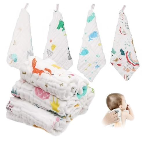 BabyGo Muslin Baby Washcloths – 6 Layer Ultra Soft Cotton Baby Towels | Highly Absorbent Face Towels for Newborns, Kids & Toddlers | Quick Dry Burp Cloths & Bath Essentials – Pack of 4