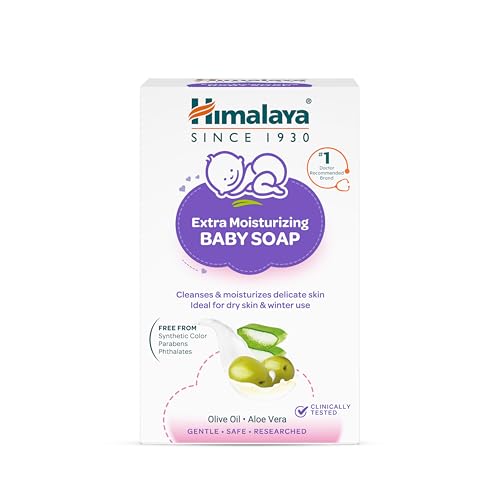 Himalaya Extra Moisturizing Baby Soap for Dry Skin | B3G1-125g Helps Lock In Moisture With Aloe-Milk Moisture Complex of Almond & Olive Oil | Clinically Tested | No. 1 Doctor Recommended Brand