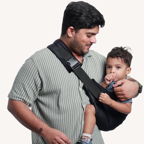 Snugs Ergonomic Baby Carrier | Side Carrier | Hip Carrier | Toddler carrier | Sling carrier | Breathable and Lightweight Fabric | Adjustable Straps | Suitable for 8 Months to 4 Years | Supports Up to 20 Kg | Multicolor (Black)