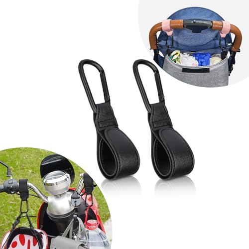 Baby Stroller Hooks for Bags,2 PCS,Universal Stroller Clips and Hooks with Metal Carabiner,Stroller Accessories for Stroller, Bike, Pram, Motorbike, Shopping Cart