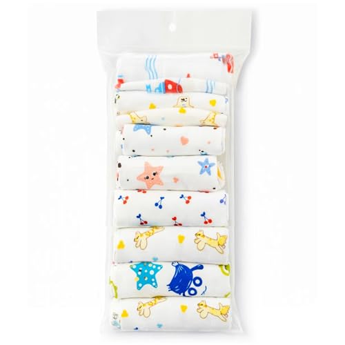 GLUN® Soft Premium Baby Washcloth for Newborn, Pack of 8 (22x22cm) Printed Mini Wash Towel, Washable, Reusable, & Absorbent, Extra Soft Face Towels for Babies