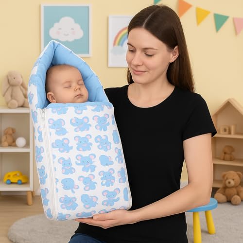 MOM & SON Baby Sleeping Bag for Newborns Soft & Cozy Infant Carry Nest | 3-in-1 Baby Wrapper, Sleeping Sack & Carrier | Sleeping Pod | Baby Bedding Set, Baby Portable Bassinet (0-6 Months)