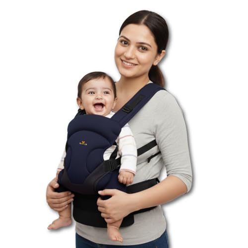 Chamantricks Baby Carrier Bag, Infant Holder for New Born, Baby Carrier Bag for 0 to 3 Year Baby - 4 in 1 Comfortable and Adjustable Bag with an Ergonomic Solution for Baby Up to 3 Years (Navy Blue)
