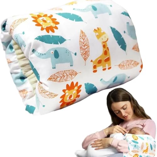 SHOPPOSTREET Cotton Nursing Pillow for Breastfeeding & Bottle Feeding Skin-Friendly Washable Mini Arm Pillow with Ergonomic Support for Mom Portable Design (Animal Print)