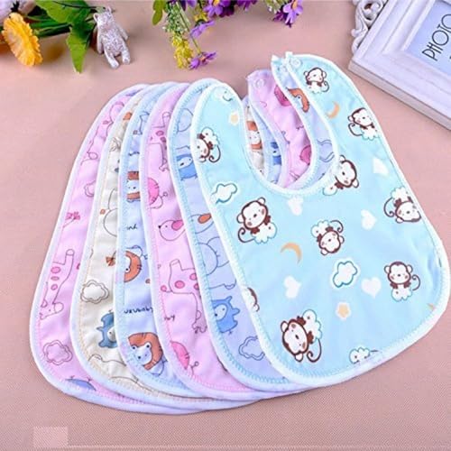 TULOO Waterproof Baby Bibs Spill-Resistant Apron Feeding Bibs for 6–34 Months, Soft & Absorbent Fast-Dry Cotton, Durable, Lightweight, Washable & Reusable Meal Time Bibs Set of 6 (Multi color)