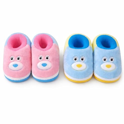 SMARTOTS Baby Velvet Slip On Booties for 0–9 Months | New Born Baby Shoes 0 Size | Soft Baby Boy & Girls Shoes PACK 2 PINK+BLUE