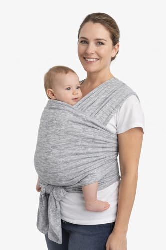 Baby Wrap Fabric | Newborn to Toddler (0-18 Months) | Stretchable Cotton Fabric | Adjustable | Kangaroo Carry Wrap | Breastfeeding Friendly | Lightweight & Comfortable- Grey