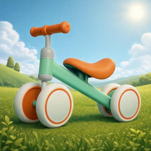 HEMOVIA Kids Baby Balance Bike for 1-2 Years Old Boys and Girls, Toddler Best First Birthday Gift | Toddler First Bike with 4-Wheel Stability | No Pedal Ride-On Toy for Indoor & Outdoor Game (Pink)