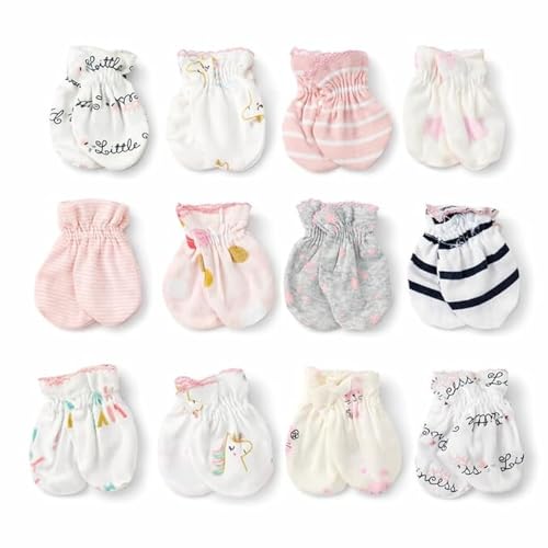 DAADUN Baby Mittens for Newborn (0–6 Months), 100% Soft Cotton Anti Scratch Gloves, Elastic Wrist, (Pack of 5)