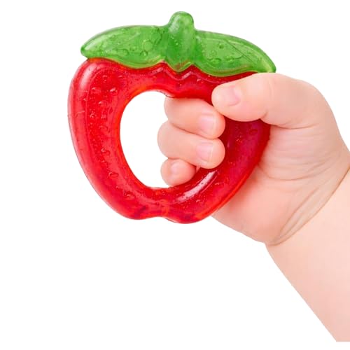 Babyblu Pediasoft Apple Shape Silicone Baby Teether (Red & Green) | BPA-Free Soft Teething Toy for Babies | Gum Soothing Chew Toy for Infants & Toddlers