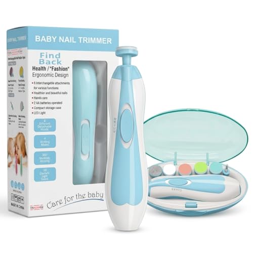 Baby Nail Trimmer Electric, Safe Baby Nail File, Baby Nail Clippers with Light and 6 Grinding Pads for Newborn Infant Toddler Kids Nail Care (Multicolore)