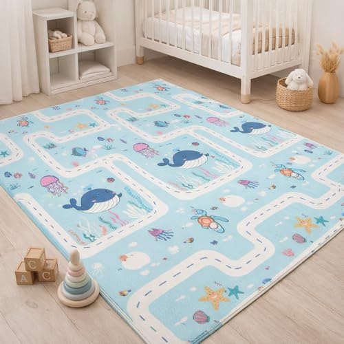 Liltoes Reversible Baby Play Mat, Extra Large Babies Folding Mat, Waterproof and Portable Kids Floor Mat for Learning & Crawling, Foldable Foam Mat for Kids (Size- 4x5 ft)