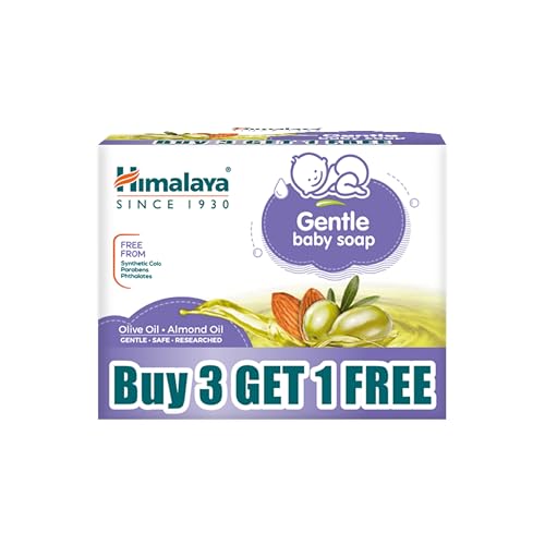 Himalaya Gentle Baby Soap for Newborns | No Post Bath Dryness | B3G1 FREE - 125g | Gentle Cleansing With Phyto-Oil Complex of 100% Natural Oils of Almond & Olive| #1 Doctor Recommended Brand