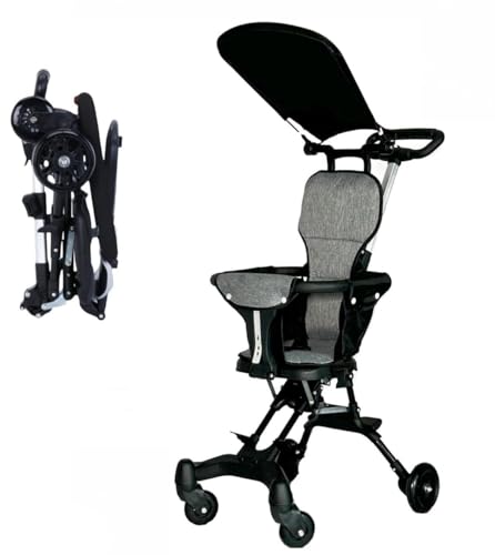 VAKTAVYA Tiny Baby Stroller Pram| New Born/Safety Harness| with Sunshade,Foldable Baby Trolley with 2-Position Adjustable, 3 Point Safety Belt, Baby Pram Stroller for Kids with Canopy & Parent Handle(black)