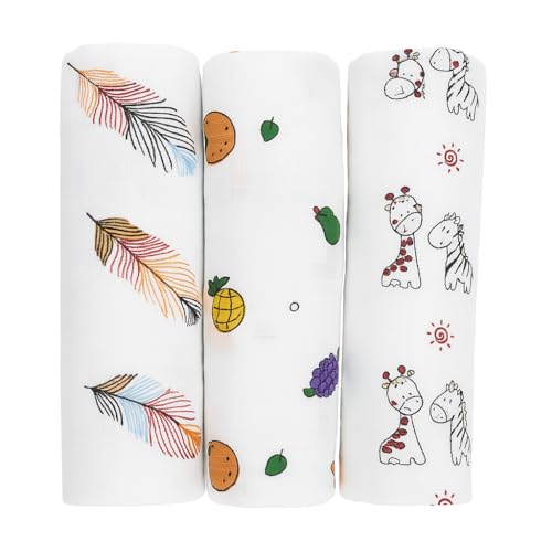 Firstblow 100% Muslin Cotton Swaddle for new Born Baby | Size-80cm x 75cm Ultra Soft Baby Swaddle wrap for new Born | Printed Mulmal Muslin Swaddle Wrap
