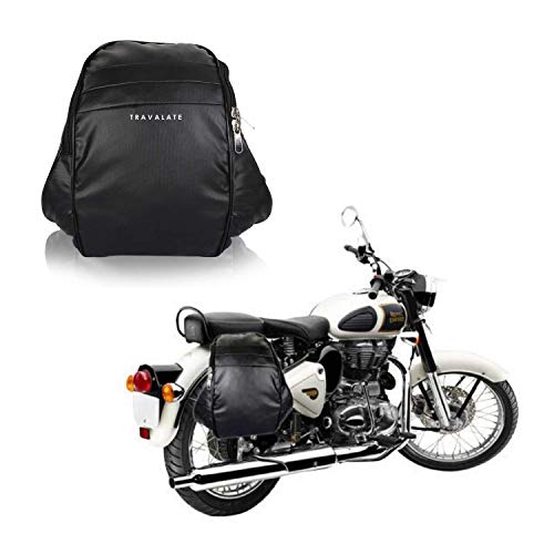 TRAVALATE® Polyester Water-Resistant Motorcycle Saddle Bag, Universal Side Bag/Saddle/Travel Bag/Carrier for All Bike (Black)