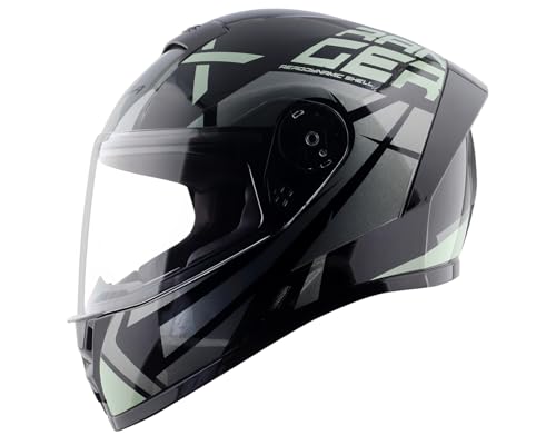 Vega Ranger Revenge Full Face Riding Helmet with Matte Shell, Comfortable Liner, Shock Absorbing Interior, Ventilated Fit, Lightweight Build, and Modern Dull Black Grey Styling Dull Black Grey-L