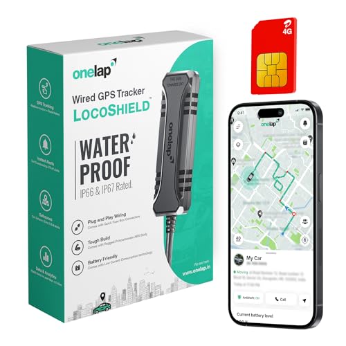 Onelap LocoShield™ 2026 Waterproof GPS (4G SIM + Remote Engine Lock Compatible) - IP67 Wired GPS Tracker for Bike, Car etc | Bike Wash Protect | Plug & Play | Engine On/Off Alerts | 1 Year Mobile App