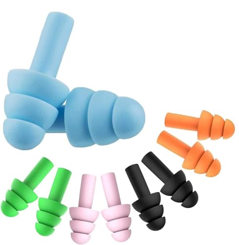 Reusable Silicone Earplugs, 5 Pairs of Noise Reduction Ear Plugs, Suitable for Sleeping, Swimming, Snoring, Concerts, Airplanes, Travel,work