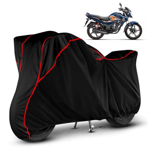 Oxtaul Water Resistant Bike Cover Dustproof UV Protection Bike Body Cover for Honda SP 125 All-Weather Protection with Red Piping - Black