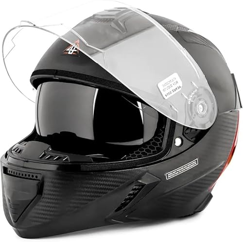 4U Supreme Volt Full Face ISI Marked 100% ABS with Unbreakable Dual Visor Motorbike Helmet Black