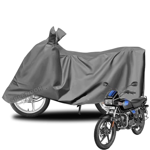Y3H Bike Cover Compatible with Hero Splendor All | All Weather Protect from Dust, UV Rays & Scratches with Mirror Pocket & Belt-Buckle | Two Wheeler Covers - Grey