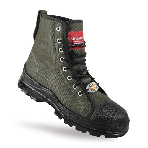 Unistar Hiking/Mountain Boots for Men for Outdoor Trekking & Ridding Shoes- Non Slip, Mild Waterproof, Anti-Fatigue, Comfortable OliveGreen