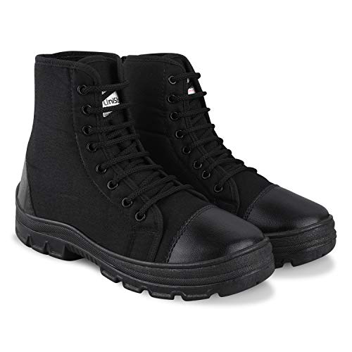 Unistar Men's Trekking Shoes High Ankle Hiking Boots with Anti Skid Rugged Sole for Outdoor Walking Camping Trail Adventure & Daily Outdoor Use- Black