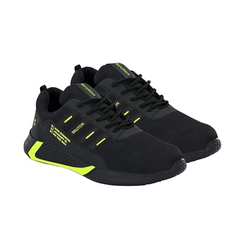 BRUTON Men's Sport Running Shoes Casual Shoe Sneakers for Men's - Black, Size : 9