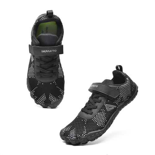 Impakto Barefoot Rooted Wide feet Shoes for Men | Lightweight Running & Training Shoes with Soft Sole & Superior Grip | Running, Jogging Regular Gym Shoes for Men Black
