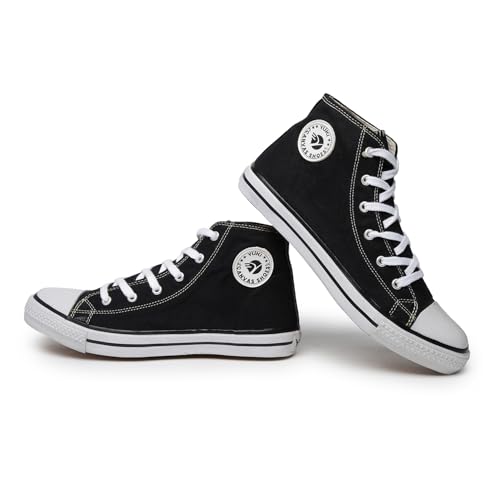 YUKI Unisex Canvas Comfortable & Lightweight Sneaker for Men's and Women's | High Top Canvas Sneakers Black