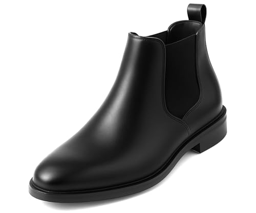 Kraasa Men's Slip On Fashion Chelsea Boots | High Tops, Soft Cushioned Insole, Comfortable Fit, Trendy, Stylish Boots Black UK 6