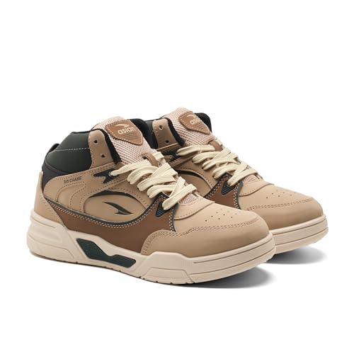 ASIAN Tango-11 Men’s High Top Sneakers | Stylish & Lightweight Lace-Up Shoes | Cushioned Sports Sneakers for Men | Ideal for Casual, Daily Use & Travel Beige Olive