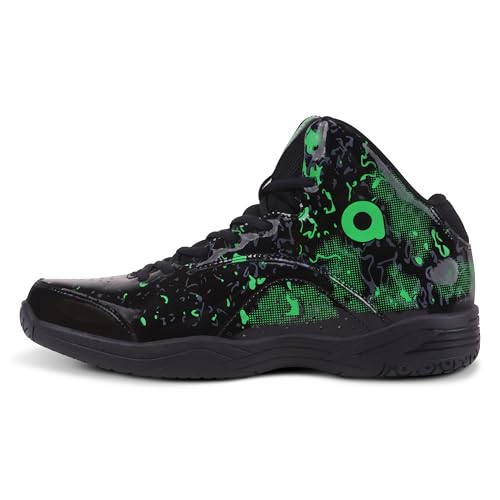 Aivin Wave Pro Men's Basketball Shoes for Men, Durable Rubber Sole, Indoor & Outdoor Court Shoes, Soft Cushion NR EVA Inner Insole, High-Performance Footwear for Basketball (Black/Green, UK Footwear Size System, Adult, Men, Numeric, Medium, 9)
