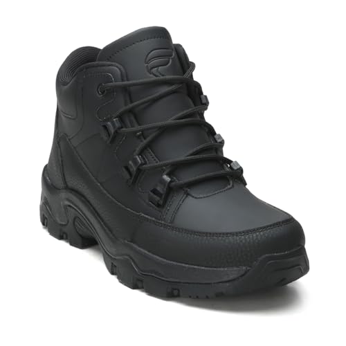 SNOW Casual Comfort Hiking Trekking Sports Walking Fashion Mid-Top Mountain Boots (BLACK, 10, UK Footwear Size System, Adult, Men, Numeric, Medium, 10)