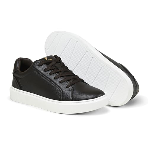 YOHO Men's Nu Kove Solid Lace Up Sneakers | Stylish & Comfortable Casual Shoes for Man/Gents/Boys | Brown - UK 8