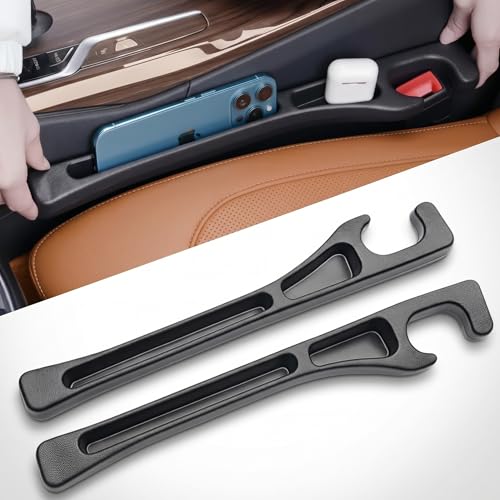 2 Pack Car Seat Gap Organizer, Seat Gap Filler Plug for Cars, SUVs & Trucks – Prevents Lost Items, Great for Rideshare, Daily Commute & Long Trips, Universal Fit PU Leather, Black