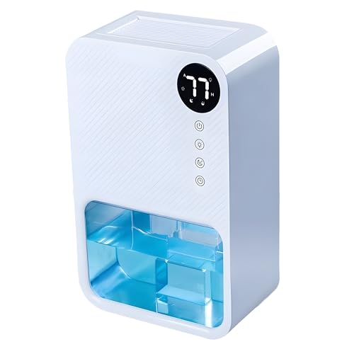 24x7 eMall Electric White Dehumidifier For Small Rooms And Offices, 1100ML Tank With LCD Display And 7 Ambient Lights, Auto Shut Off Dehumidifier - 22.5cm x 15cm x 11cm