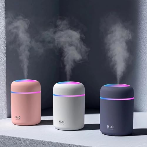 300ml Essential Oil Diffuser & Humidifier – Ultrasonic Cool Mist with Quiet Operation, LED Lights – Aromatherapy Air Freshener for Home, Office, Car(Colours May Vary)