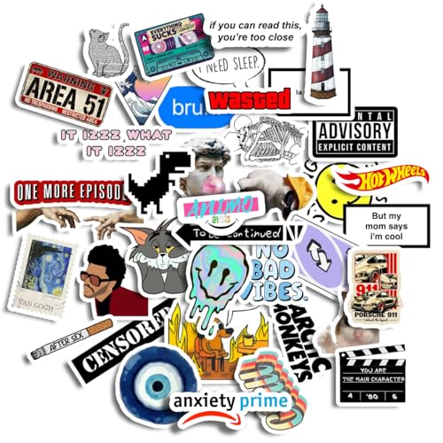 37pcs Aesthetic Fanart Sticker Pack Perfect for Laptop Computer Car Water Bottle Travel Case Guitar Luggage Motorbikes (Water Resistant, Scratch Resistant, Residue-Free Removal)